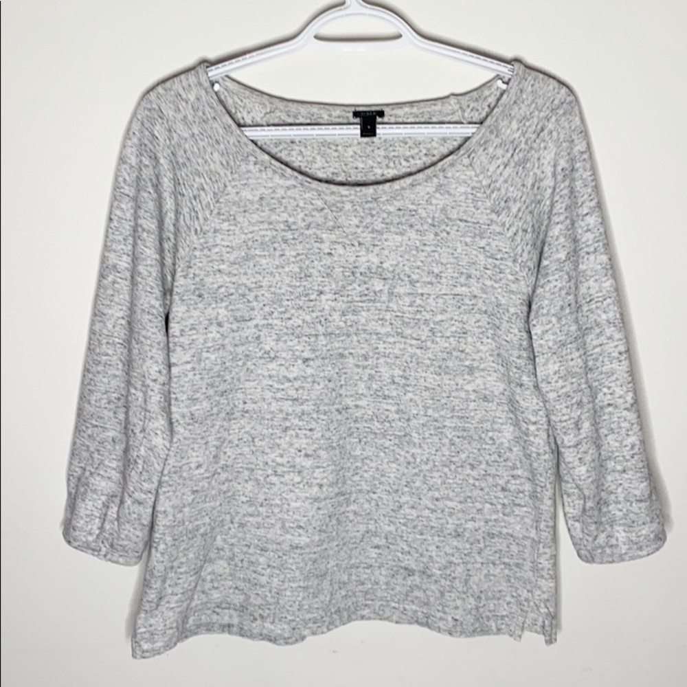 J Crew featherweight French terry marled grey top size S